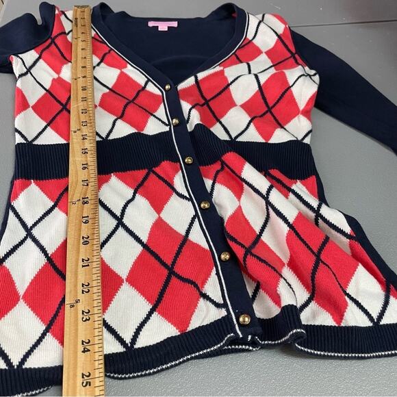 Lily Pulitzer Argyle button down cardigan size Small - Picture 12 of 13